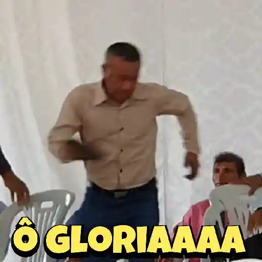 Figurinha: Homem dançando "Oh Glória"