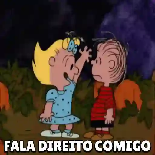 Figurinha: Lucy irritada com Linus