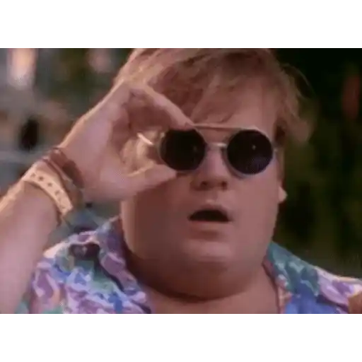 Figurinha: Chris Farley surpreso com óculos