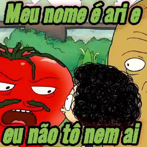 Figurinha: Tomate irritado com garota