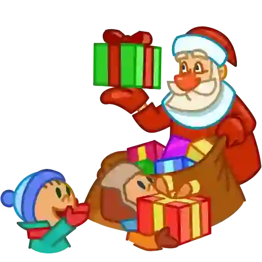 Figurinha: Papai Noel distribui presentes