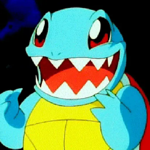 Figurinha: Squirtle com dentes afiados
