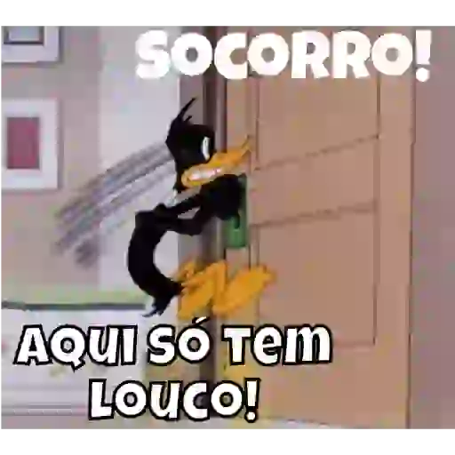 Figurinha: Pato Daffy implorando por socorro