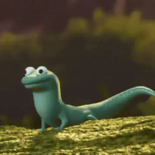 Figurinha: Lagarto feliz acenando