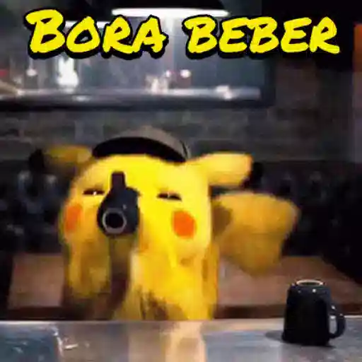 Figurinha: Pikachu Bebendo e Ouvindo Música