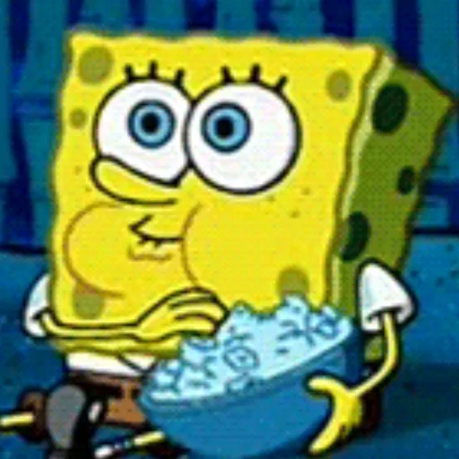Figurinha: Bob Esponja comendo pipoca