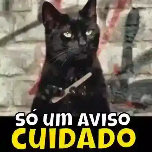Figurinha: Gato com Faca Avisando