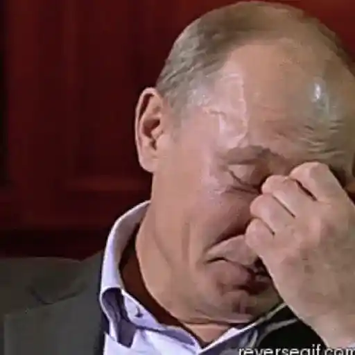 Figurinha: Putin coçando a cabeça e sorrindo