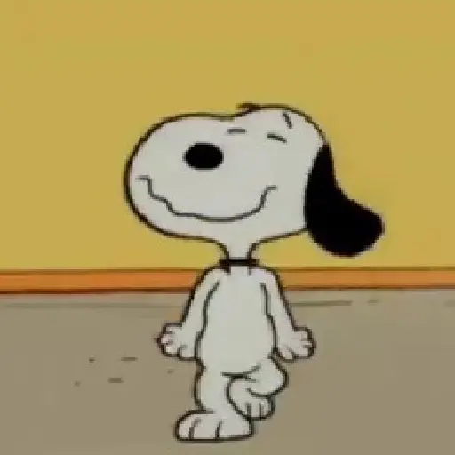 Figurinha: Snoopy andando feliz
