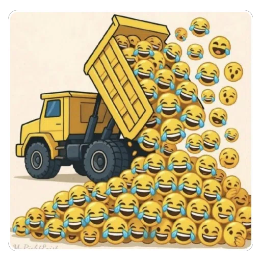 Figurinha: Caminhão Despejando Emojis de Risada