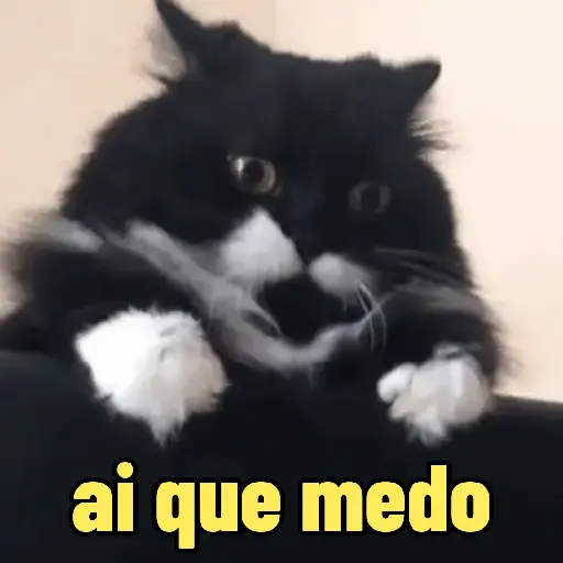 Figurinha: Gato assustado com medo