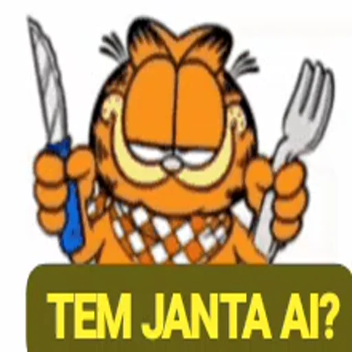 Figurinha: Garfield faminto pede janta