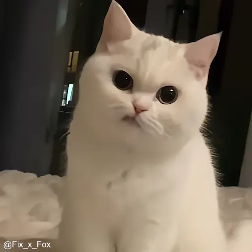 Figurinha: Gatinho branco com cara de bravo