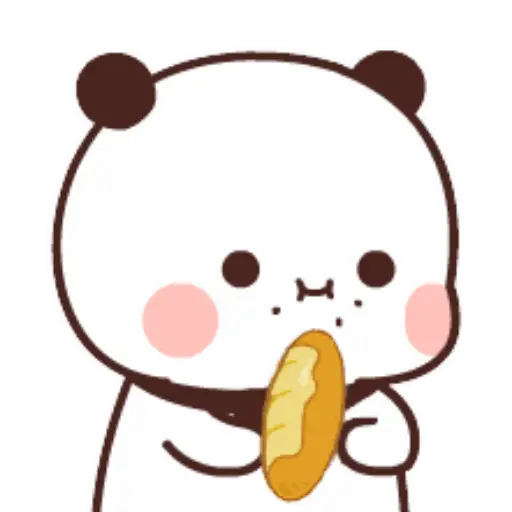 Figurinha: Panda comendo pão