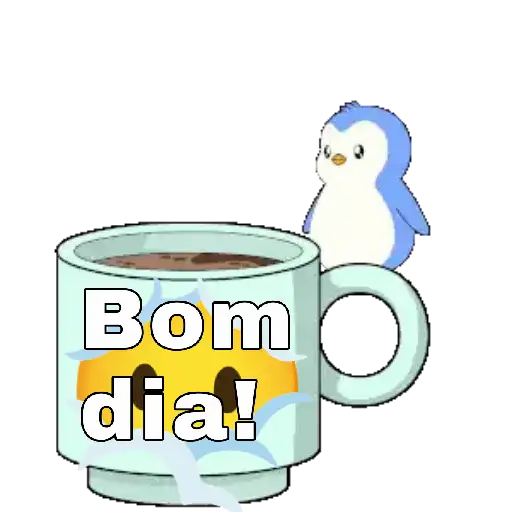 Figurinha: Bom dia com pinguim fofo