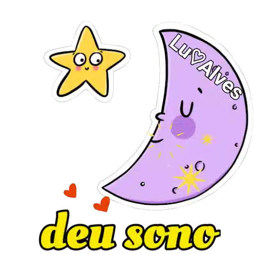 Figurinha: Lua e Estrela Dizendo Boa Noite