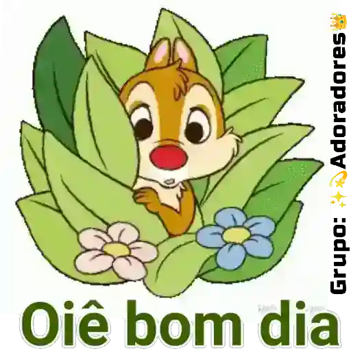 Figurinha: Esquilo fofo espia e deseja bom dia