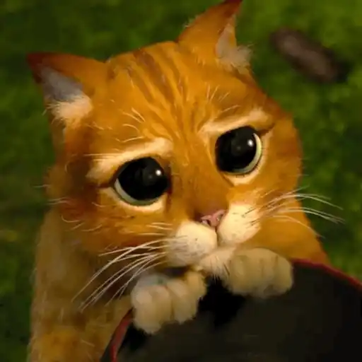 Figurinha: Gato de Botas pedindo algo