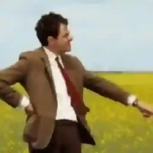 Figurinha: Mr. Bean caindo no campo