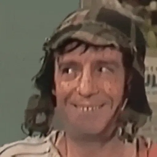 Figurinha: Chaves piscando e sorrindo