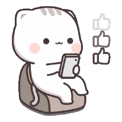 Figurinha: Gatinho dando likes no celular