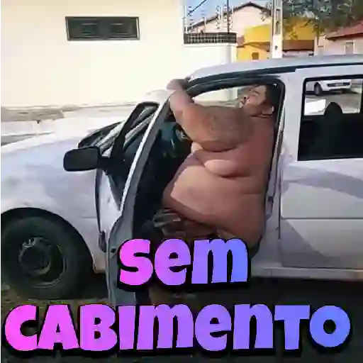 Figurinha: Homem gigante entrando no carro