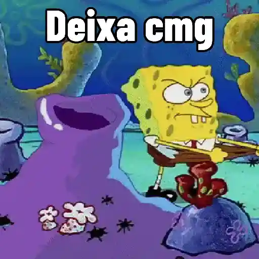 Figurinha: Bob Esponja com um pacote