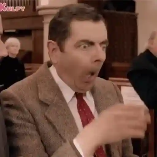 Figurinha: Mr. Bean chocado e confuso