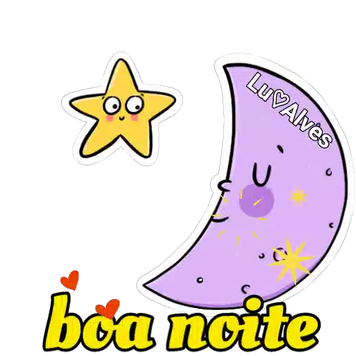Figurinha: Lua e Estrela Dizendo Boa Noite