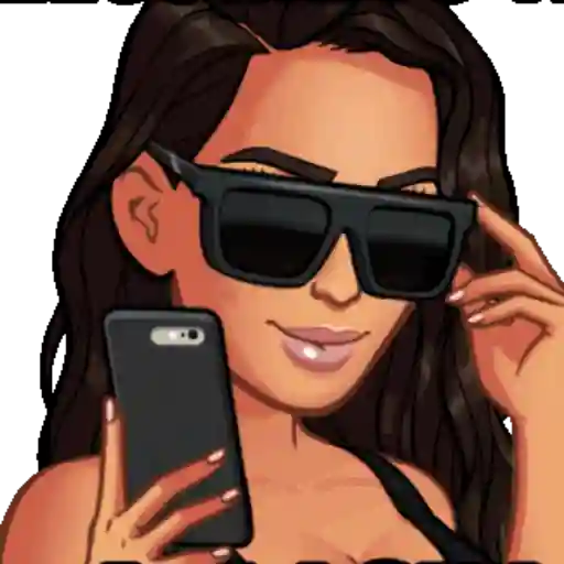 Figurinha: Mulher tirando selfie com óculos escuros