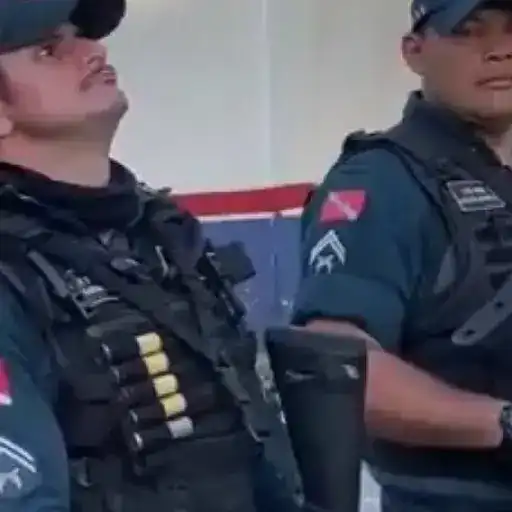 Figurinha: Policial com cara de susto