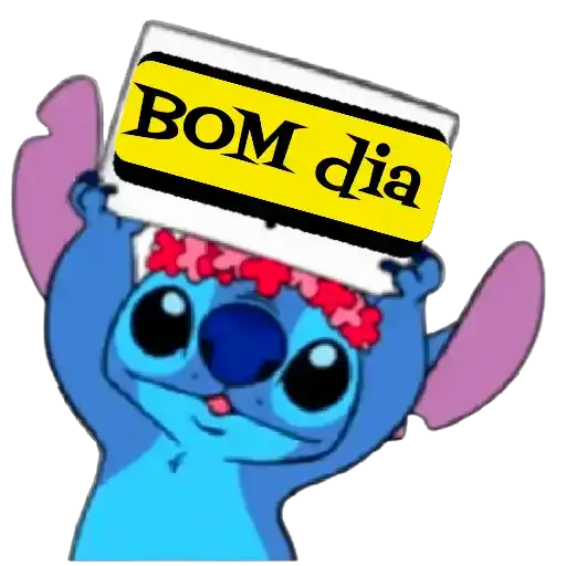 Figurinha: Stitch com flores e Bom Dia
