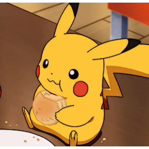 Figurinha: Pikachu comendo pão