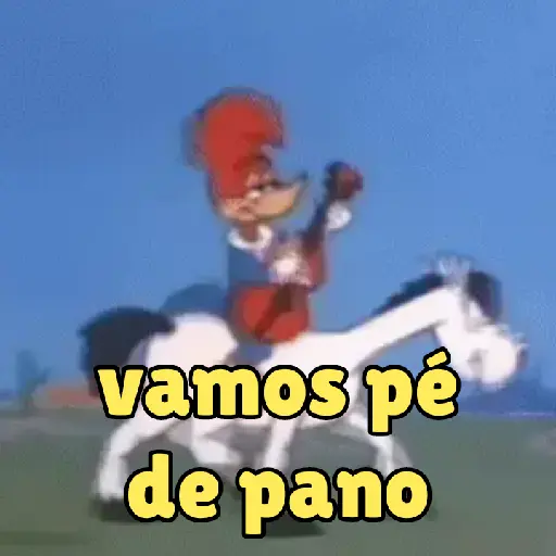 Figurinha: Pica-Pau a cavalo tocando banjo