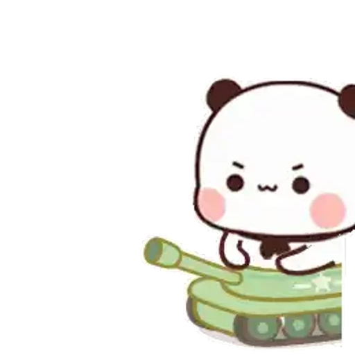 Figurinha: Panda dirige um tanque de guerra