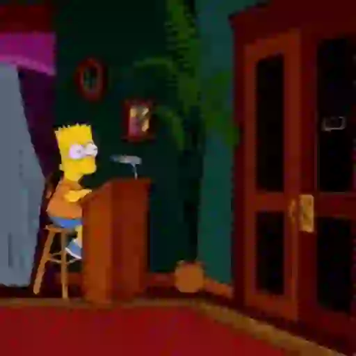 Figurinha: Homer entra e Bart o ignora