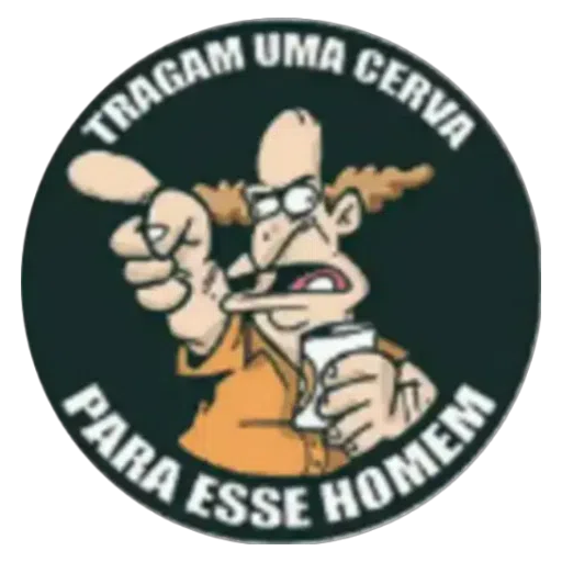 Figurinha: Homem pede cerveja animado