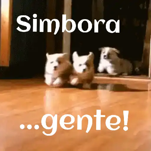 Figurinha: Cachorrinhos correndo juntos!