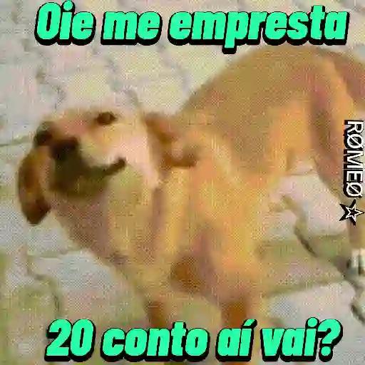 Figurinha: Cachorro pedindo dinheiro