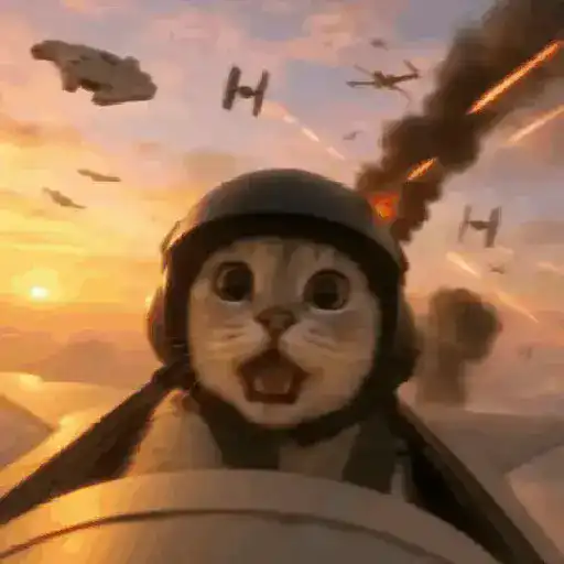 Figurinha: Gatinho Piloto em Batalha Espacial