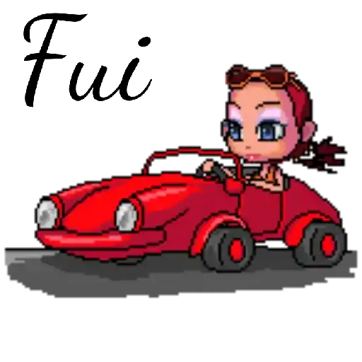Figurinha: Garota dirigindo carro vermelho