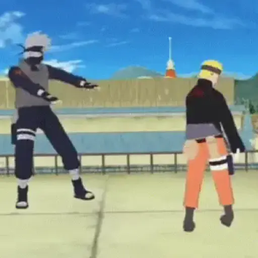 Figurinha: Naruto e Kakashi dançando