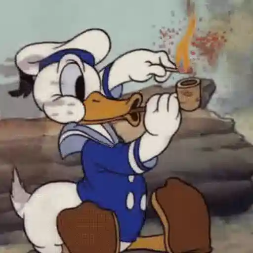 Figurinha: Pato Donald acendendo cachimbo
