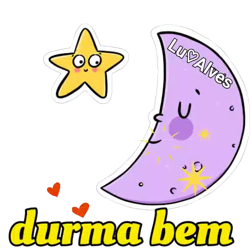Figurinha: Lua e estrela desejando boa noite