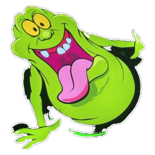 Figurinha: Slimer com a língua para fora