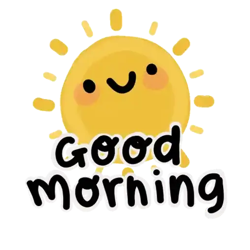 Figurinha: Sol sorridente diz Bom Dia