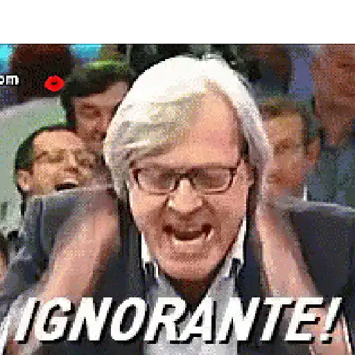 Figurinha: Homem grita Ignorante!