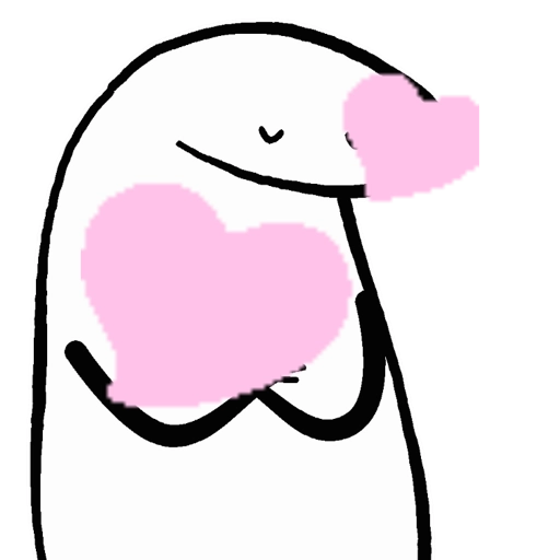 Figurinha: Flork abraçando corações