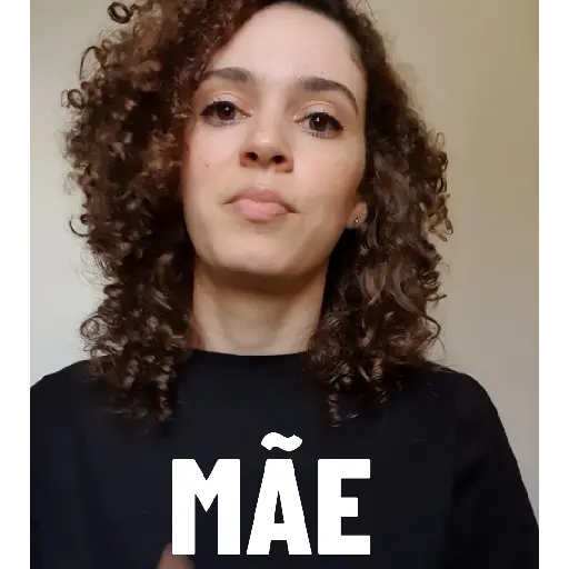 Figurinha: Mãe se comunica com as mãos