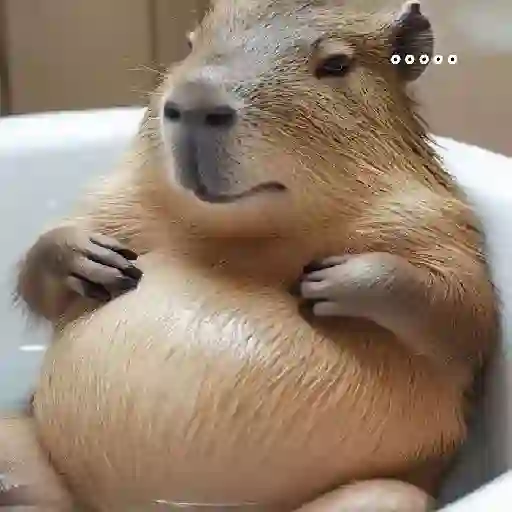 Figurinha: Capivara Relaxando na Banheira